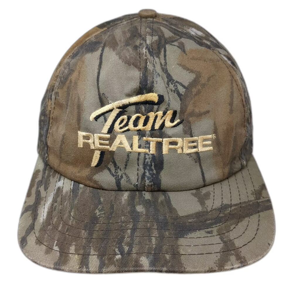 Team Realtree Snapback Hat Brown Camo One Size Embroidered Vintage USA Outdoor